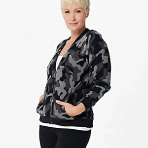 Barefoot Dreams CozyChic Ultra Lite Camo Zip-Up Bomber Size Small
